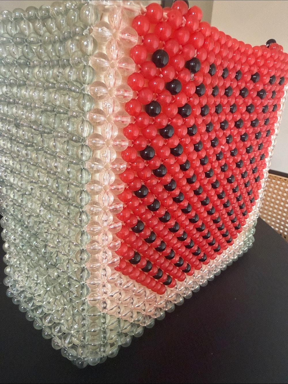 Cynthia Rowley Red White Green Beaded Watermelon Tote Shoulder Bag - Picture 6 of 8